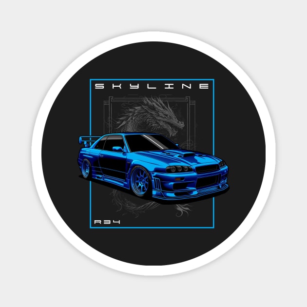 Nissan Skyline R34 Dragon Design Magnet by Kid Relic